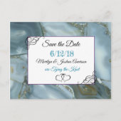 Blue Marble Stone Save the Date Postkarte (Vorderseite)