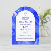 Blue Marble Wirbel Star David Bar Bat Mitzvah Arch Einladung (Stehend Vorderseite)