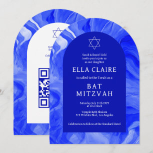 Blue Marble Wirbel Star QR Bar Bat Mitzvah Arch Einladung