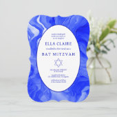 Blue Marble Wirbel Star von David Bar Bat Mitzvah Einladung (Stehend Vorderseite)