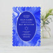 Blue Marble Wirbel Star von David Bar Bat Mitzvah Einladung (Stehend Vorderseite)