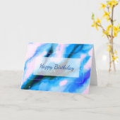 Blue Marbled Außenspace Abstrakt Happy Birthday Karte (Gelbe Blume)