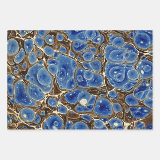 Blue Marbleized Geschenkpapier Set (Vorderseite)