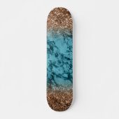 Blue Marblings und Gold Glitzer Skateboard (Vorne)