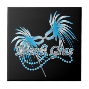 Blue Mardi Gras Mask Fliese