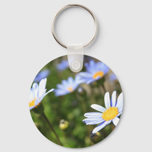 Blue Marguerite Blume Schlüsselanhänger (Vorderseite)