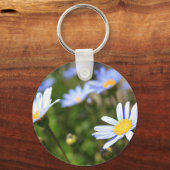 Blue Marguerite Blume Schlüsselanhänger (Vorderseite)