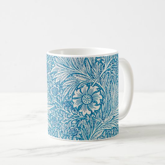 Blue Marigold William Morris gemustert Kaffeetasse (VorderseiteRechts)