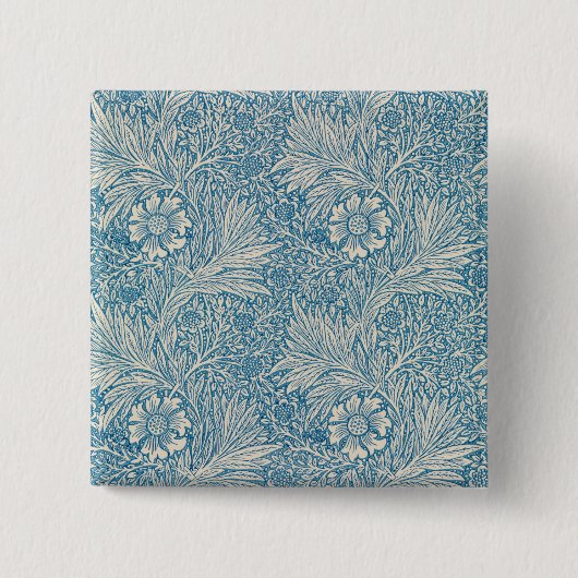 Blue Marigolds (von William Morris) Button (Vorderseite)