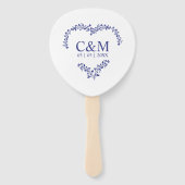 Blue Marine Branches Heart with Initials Fächer (Vorderseite)