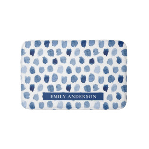"Blue Marine indigo watercolor circles"- "moderner Badematte