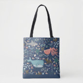 Blue Marine Life Ocean Animal Water Art Tasche (Vorderseite)