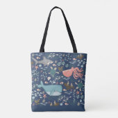 Blue Marine Life Ocean Animal Water Art Tasche (Rückseite)