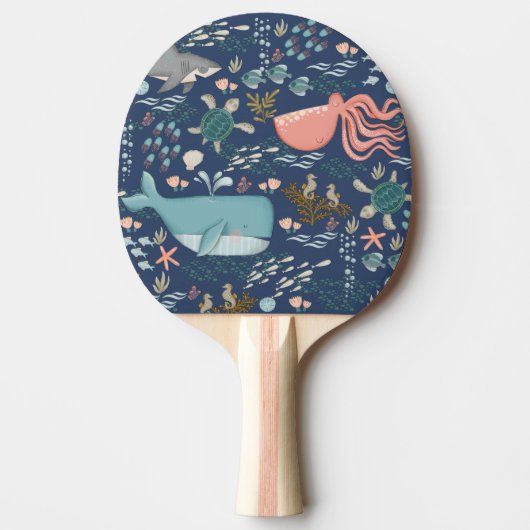 Blue Marine Life Ocean Animal Water Art Tischtennis Schläger (Vorderseite)