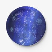 Blue Marine Underwater Jellyfish World Pappteller (Vorderseite)