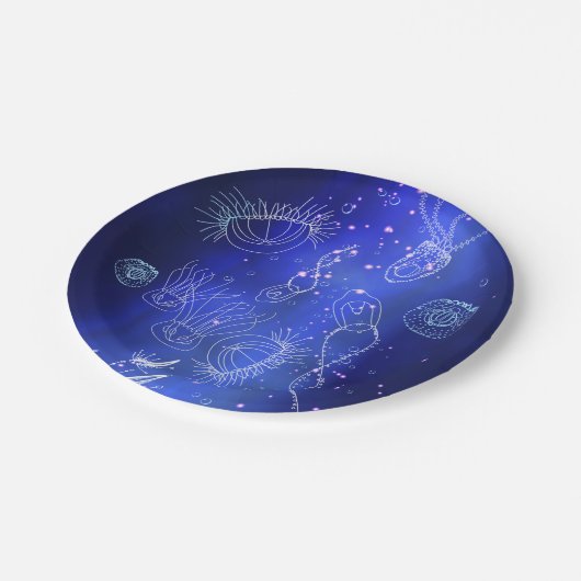 Blue Marine Underwater Jellyfish World Pappteller (Schrägansicht)