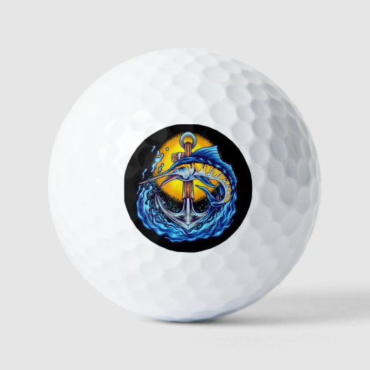 Blue Marlin, Anchor, Waves und Sun Golfball (Vorderseite)