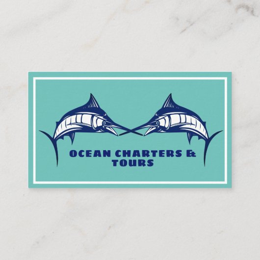 Blue Marlin Design Ocean Charter Business Card Visitenkarte (Rückseite)