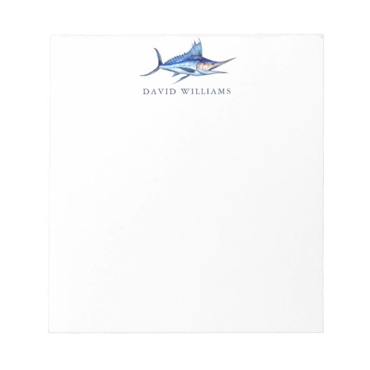 Blue Marlin Fish Fisherman Personalisiert Notizblock (Vorderseite)