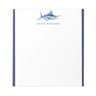 Blue Marlin Fish Fisherman Personalisiert Notizblock