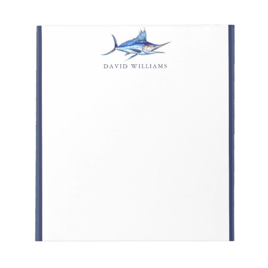 Blue Marlin Fish Fisherman Personalisiert Notizblock (Vorderseite)