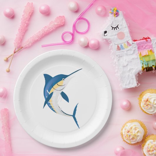 Blue Marlin Fish Pappteller (Party)
