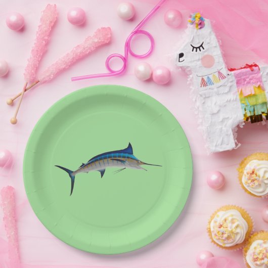 Blue Marlin Fish Pappteller (Party)