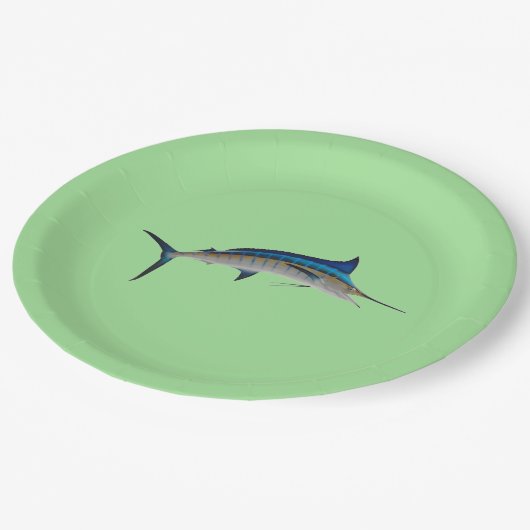 Blue Marlin Fish Pappteller (Schrägansicht)
