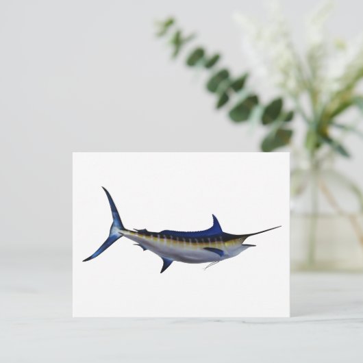 Blue Marlin Fish Postkarte (Stehend Vorderseite)