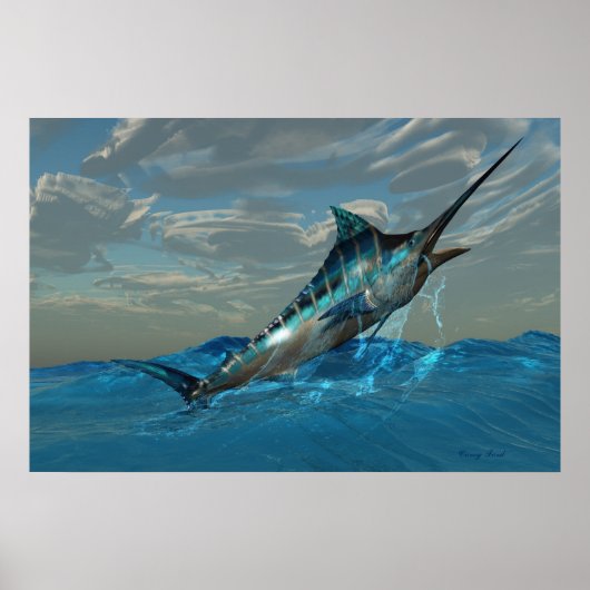 Blue Marlin Jump Print Poster (Vorne)