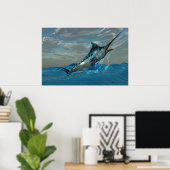 Blue Marlin Jump Print Poster (Heimbüro)