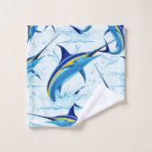 Blue Marlin Jumping out of Ocean Badhandtuch Set (Waschlappen)