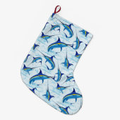 Blue Marlin Jumping out of Ocean Großer Weihnachtsstrumpf (Vorderansicht (hängend))