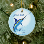 Blue Marlin Jumping out of Ocean Keramik Ornament<br><div class="desc">Realistic illustration of a beautiful Marlin Fish Ocean Animal jumping out of ocean. Vector Art copyright BluedarkArt TheChameleonArt.</div>