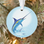 Blue Marlin Jumping out of Ocean Ornament<br><div class="desc">Realistic illustration of a beautiful Marlin Fish Ocean Animal jumping out of ocean. Vector Art copyright BluedarkArt TheChameleonArt.</div>