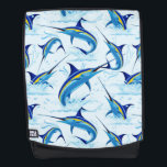 Blue Marlin Jumping out of Ocean Rucksack<br><div class="desc">Realistic illustration of a beautiful Marlin Fish Ocean Animal jumping out of ocean. Vector Art copyright BluedarkArt TheChameleonArt.</div>