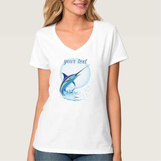 Blue Marlin Jumping out of Ocean T-Shirt (Vorderseite)