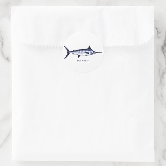 Blue-Marlin-Logo Runder Aufkleber (Tasche)