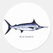 Blue-Marlin-Logo Runder Aufkleber (Vorderseite)