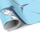 Blue Marlin on Carolina blue Geschenkpapier (Rolleneckpunkt)