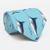 Blue Marlin pattern Tie Krawatte (Gerollt)