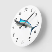 Blue Marlin Runde Wanduhr (Winkel)
