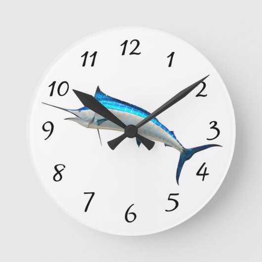 Blue Marlin Runde Wanduhr (Vorderseite)