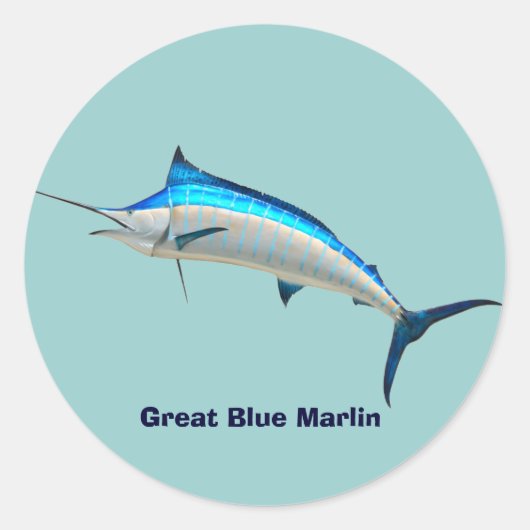 Blue Marlin Runder Aufkleber (Vorderseite)