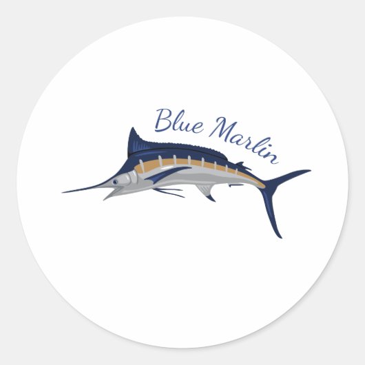 Blue Marlin Runder Aufkleber (Vorderseite)