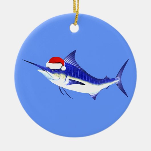 Blue Marlin Santa Claus Keramik Ornament (Vorne)