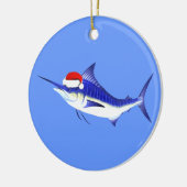 Blue Marlin Santa Claus Keramik Ornament (Links)