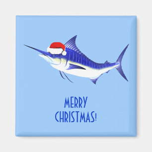 Blue Marlin Santa Claus Magnet