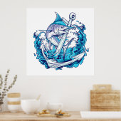 Blue Marlin und Anchor Poster (Küche)