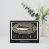 Blue Marlin Vintag Black & White Postkarten (Stehend Vorderseite)